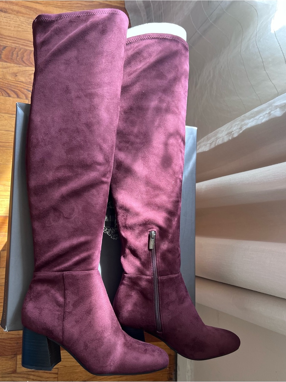 Vince Camuto Kantha Over The Knee Boots Vintage Claret Suede 8.5M